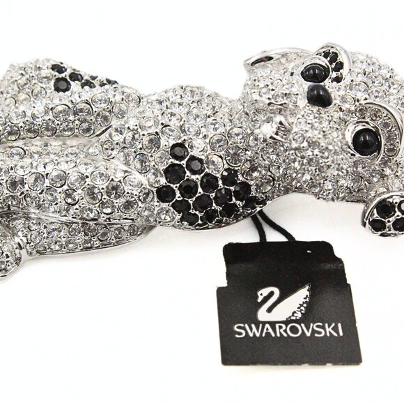 Opulent Sparkly Swarovski Signed Dalmatian Puppy Brooch - Picture 9 of 12